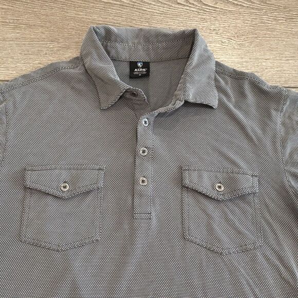 Kuhl Polo Shirt Mens Medium Grey Hiking Camping Outdoor Short Sleeve - Picture 1 of 7